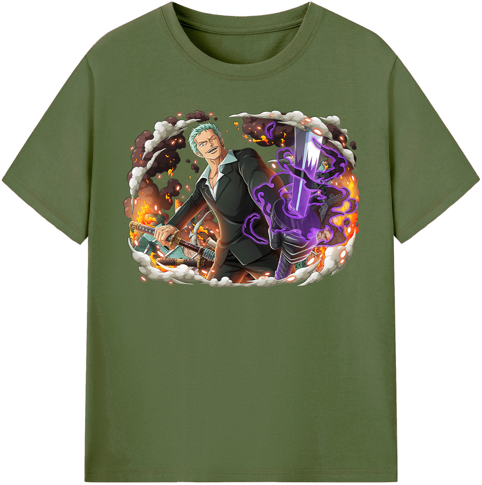 ワンピース ロロノア・ゾロ ONE PIECE Roronoa Zoro 綿100％半袖Tシャツ（フロントプリント）